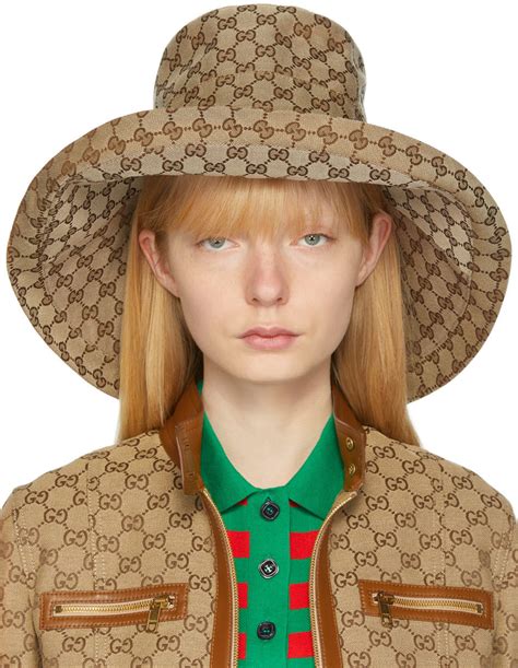 gucci canvas wide brim hat|gucci gg canvas hat.